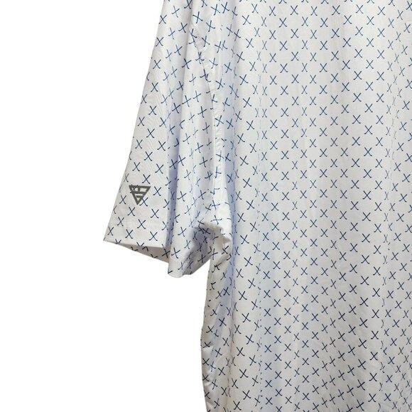 Maelreg Mens Performance Polo Shirt 2XL White & Blue Cross Pattern - Picture 8 of 8